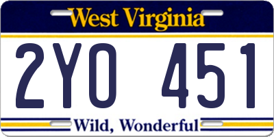 WV license plate 2YO451