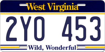 WV license plate 2YO453