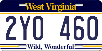 WV license plate 2YO460