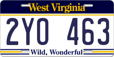WV license plate 2YO463
