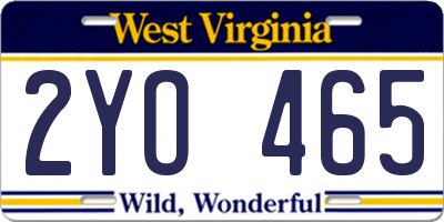 WV license plate 2YO465
