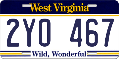 WV license plate 2YO467