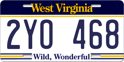 WV license plate 2YO468