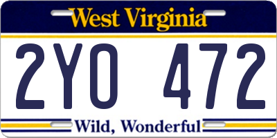 WV license plate 2YO472