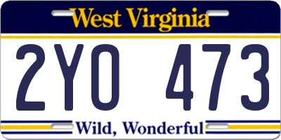 WV license plate 2YO473
