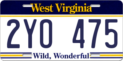 WV license plate 2YO475