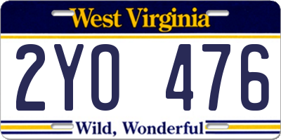 WV license plate 2YO476