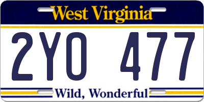 WV license plate 2YO477