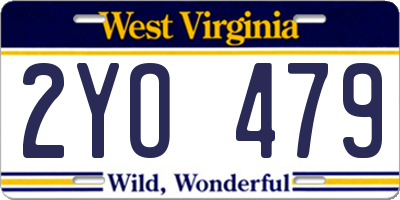 WV license plate 2YO479