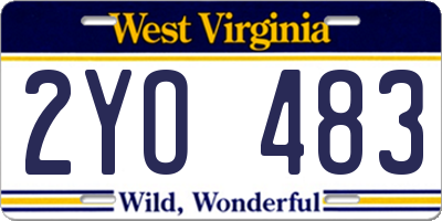 WV license plate 2YO483