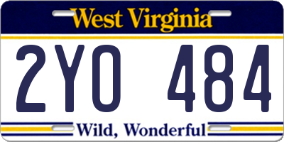 WV license plate 2YO484