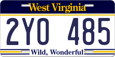 WV license plate 2YO485