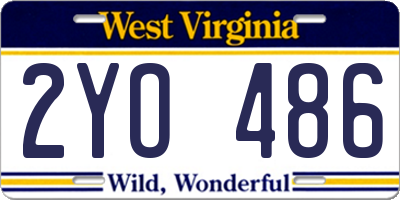 WV license plate 2YO486