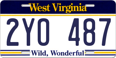 WV license plate 2YO487