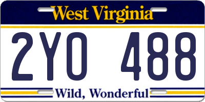 WV license plate 2YO488