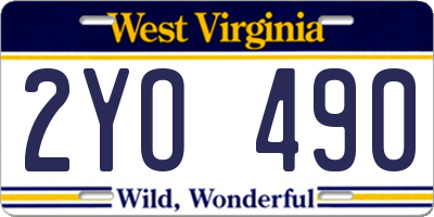 WV license plate 2YO490