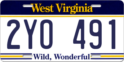 WV license plate 2YO491