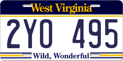 WV license plate 2YO495