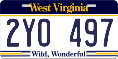 WV license plate 2YO497