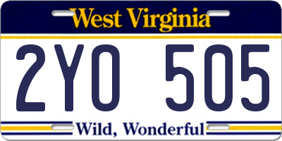 WV license plate 2YO505