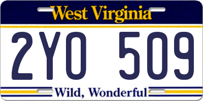 WV license plate 2YO509