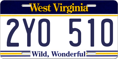 WV license plate 2YO510