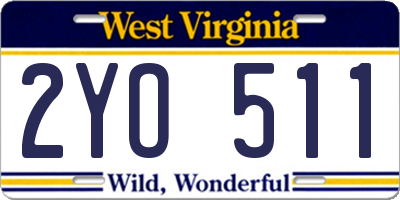 WV license plate 2YO511