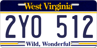 WV license plate 2YO512