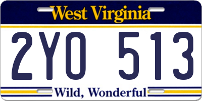 WV license plate 2YO513