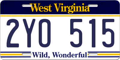 WV license plate 2YO515