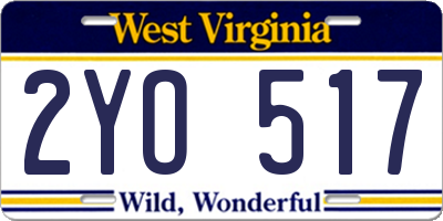 WV license plate 2YO517