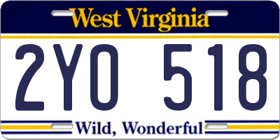 WV license plate 2YO518