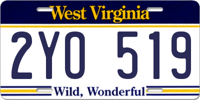 WV license plate 2YO519