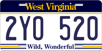 WV license plate 2YO520