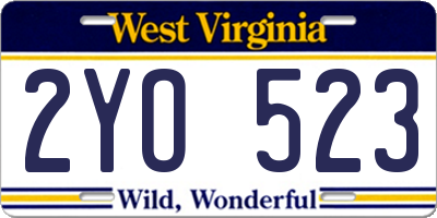 WV license plate 2YO523
