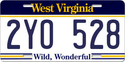 WV license plate 2YO528