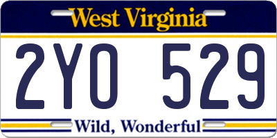 WV license plate 2YO529