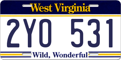 WV license plate 2YO531