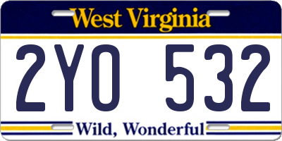 WV license plate 2YO532