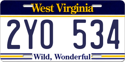 WV license plate 2YO534
