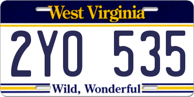 WV license plate 2YO535