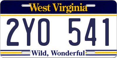 WV license plate 2YO541