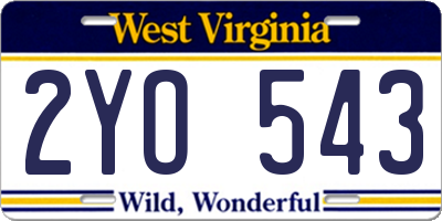 WV license plate 2YO543