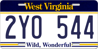 WV license plate 2YO544