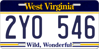 WV license plate 2YO546