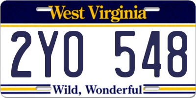 WV license plate 2YO548
