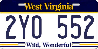 WV license plate 2YO552