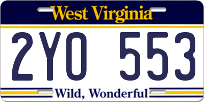 WV license plate 2YO553