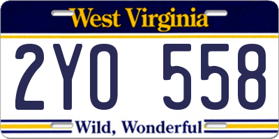 WV license plate 2YO558