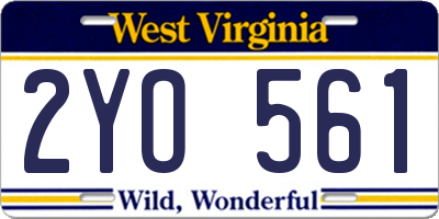 WV license plate 2YO561